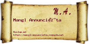 Mangl Annunciáta névjegykártya